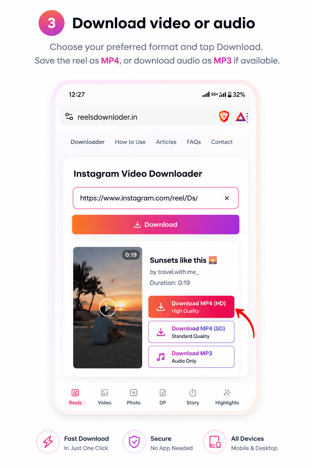 Download Instagram video or audio